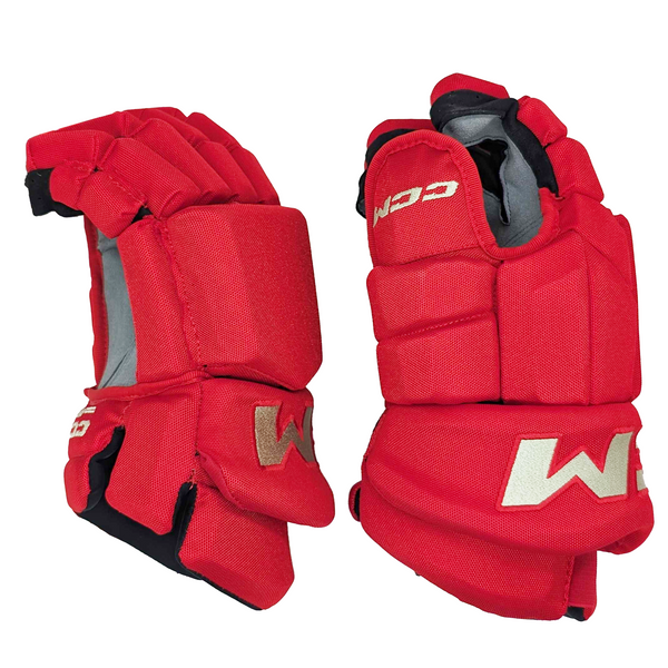 CCM HGTKPP - NHL Pro Stock Glove - Calgary Flames (Red/Gold Heritage)