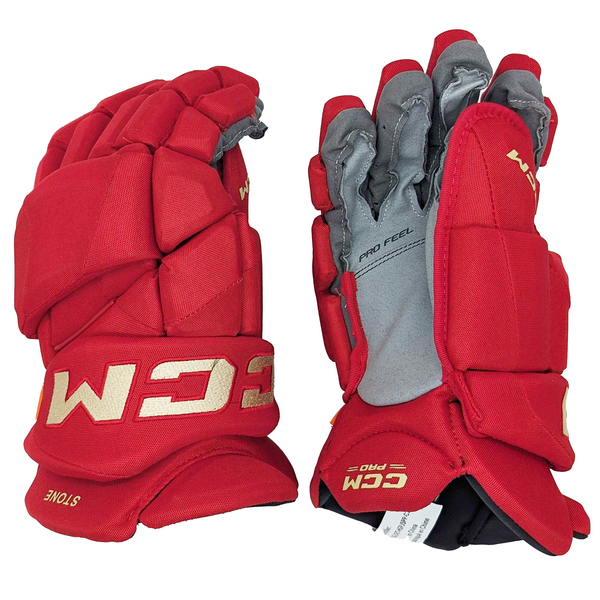 CCM HGJSPP - NHL Pro Stock Glove - Calgary Flames (Red/Gold Heritage)