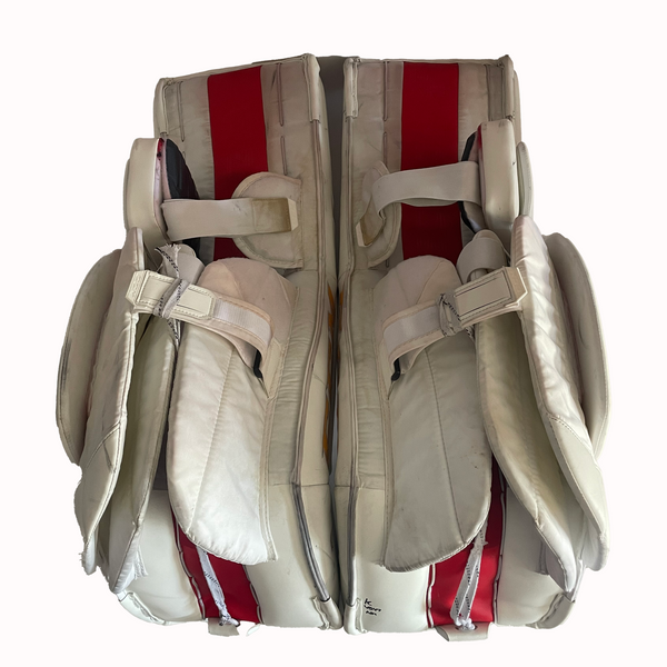 CCM Extreme Flex 5 - Used AHL Pro Stock Goalie Pads (Red/White/Yellow)