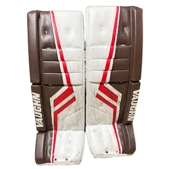 Vaughn Velocity V7 - Used Pro Stock Goalie Pads (White/Brown/Red)