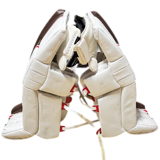 Vaughn Velocity V7 - Used Pro Stock Goalie Pads (White/Brown/Red)