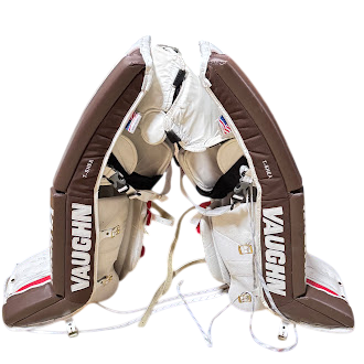 Vaughn Velocity V7 - Used Pro Stock Goalie Pads (White/Brown/Red)