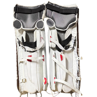 Vaughn Velocity V7 - Used Pro Stock Goalie Pads (White/Brown/Red)