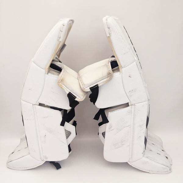 Vaughn Velocity V9 - AHL Used Pro Stock Senior Goalie Pads (White/Brown)