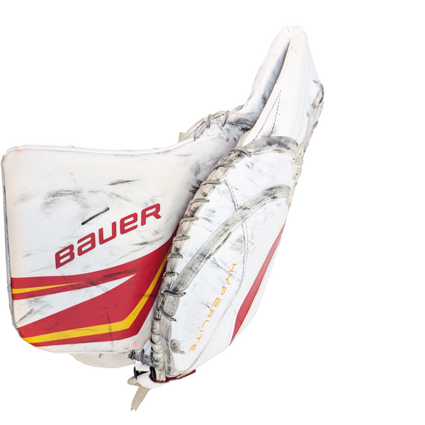 Bauer Vapor Hyperlite 2 - Used Pro Stock Goalie Glove (White/Red/Yellow)