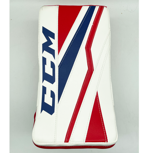 CCM Extreme Flex III - New Pro Stock Full Right Goalie Blocker (White/Red/Blue)