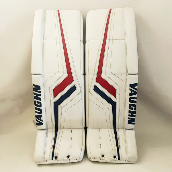 Vaughn Pro V Elite - Used Pro Stock Goalie Pads - Keith Kinkaid (White/Red/Blue)