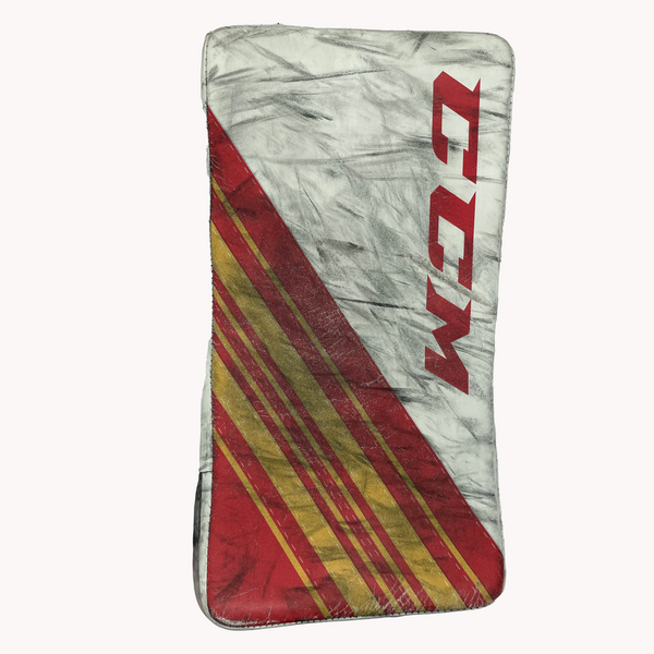 CCM Extreme Flex 5 - Used Pro Stock Goalie Blocker (White/Red/Yellow)