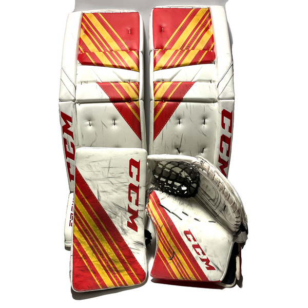 CCM Extreme Flex 5 - Used Pro Stock Goalie Set (White/Red/Yellow)