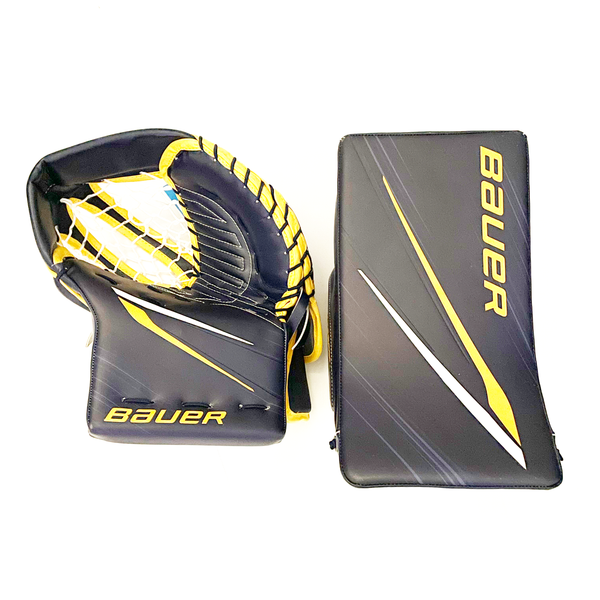 Bauer Vapor Hyperlite 2 - New Pro Stock Goalie Glove Set (Navy/Yellow)