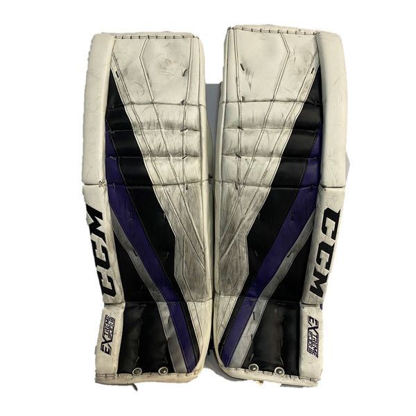 CCM Extreme Flex III - Used Pro Stock Goalie Pads- Full Set (White/Black/Purple)