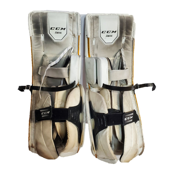 CCM Extreme Flex IV - Used Pro Stock Goalie Pads - (White/Yellow/Black)