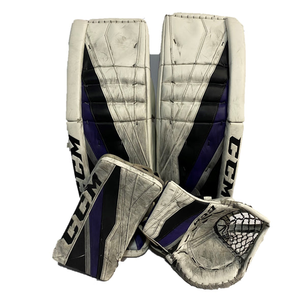 CCM Extreme Flex III - Used Pro Stock Goalie Pads- Full Set (White/Black/Purple)