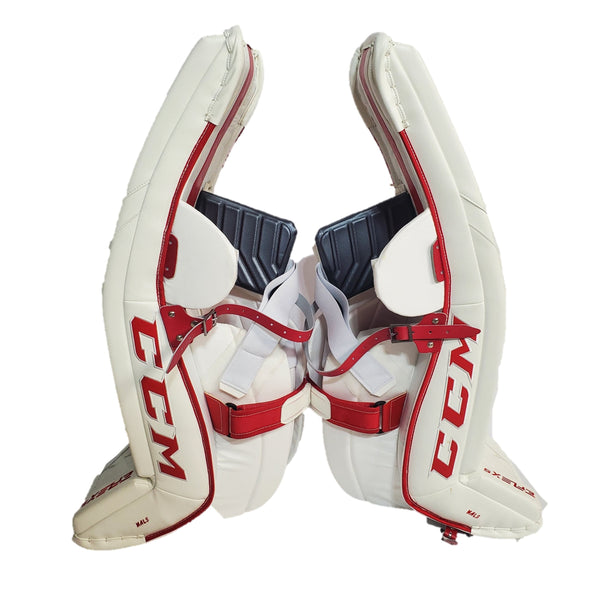 CCM Extreme Flex 5 - 37" - New Pro Stock Goalie Pads - Full Set (White/Red)