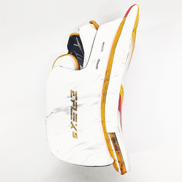 CCM Extreme Flex 5 - Used AHL Pro Stock Goalie Pads (White/Red/Yellow)